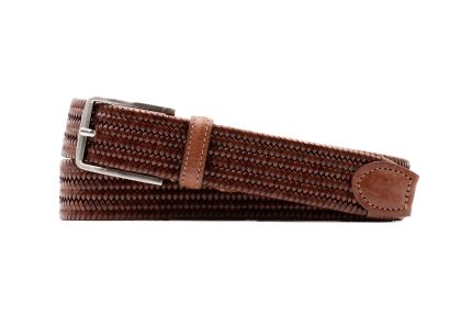 Lexington Braided Italian Saddle Leather and Elastic Belt - Saddle Tan